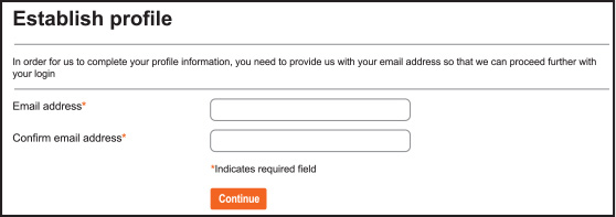 Image of Establish Profile dialogue box
