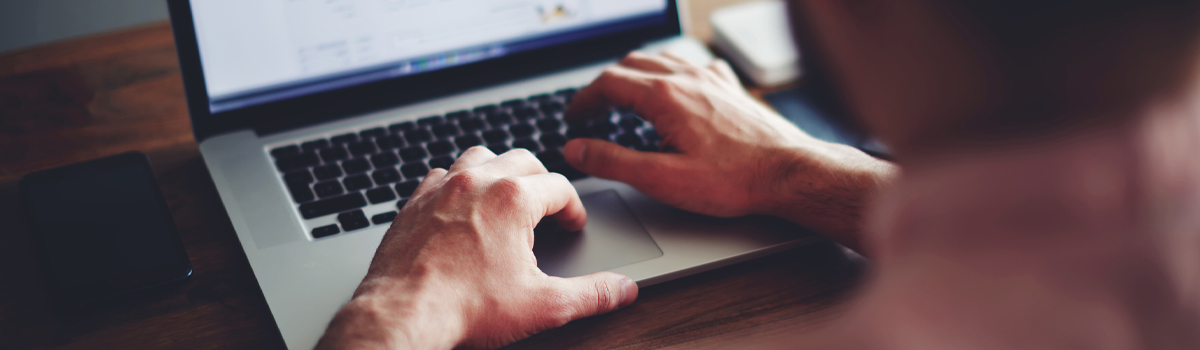 Person using laptop computer at a desk